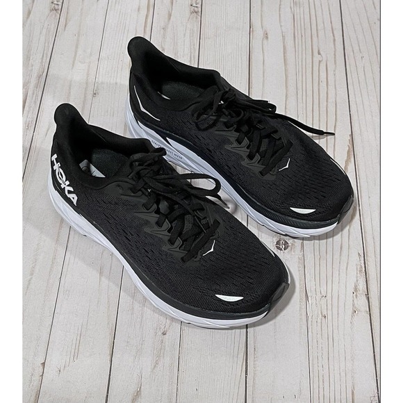 Hoka Other - Hoka Clifton 8 Men's Running Shoes - Black/White Size - 8 Wide